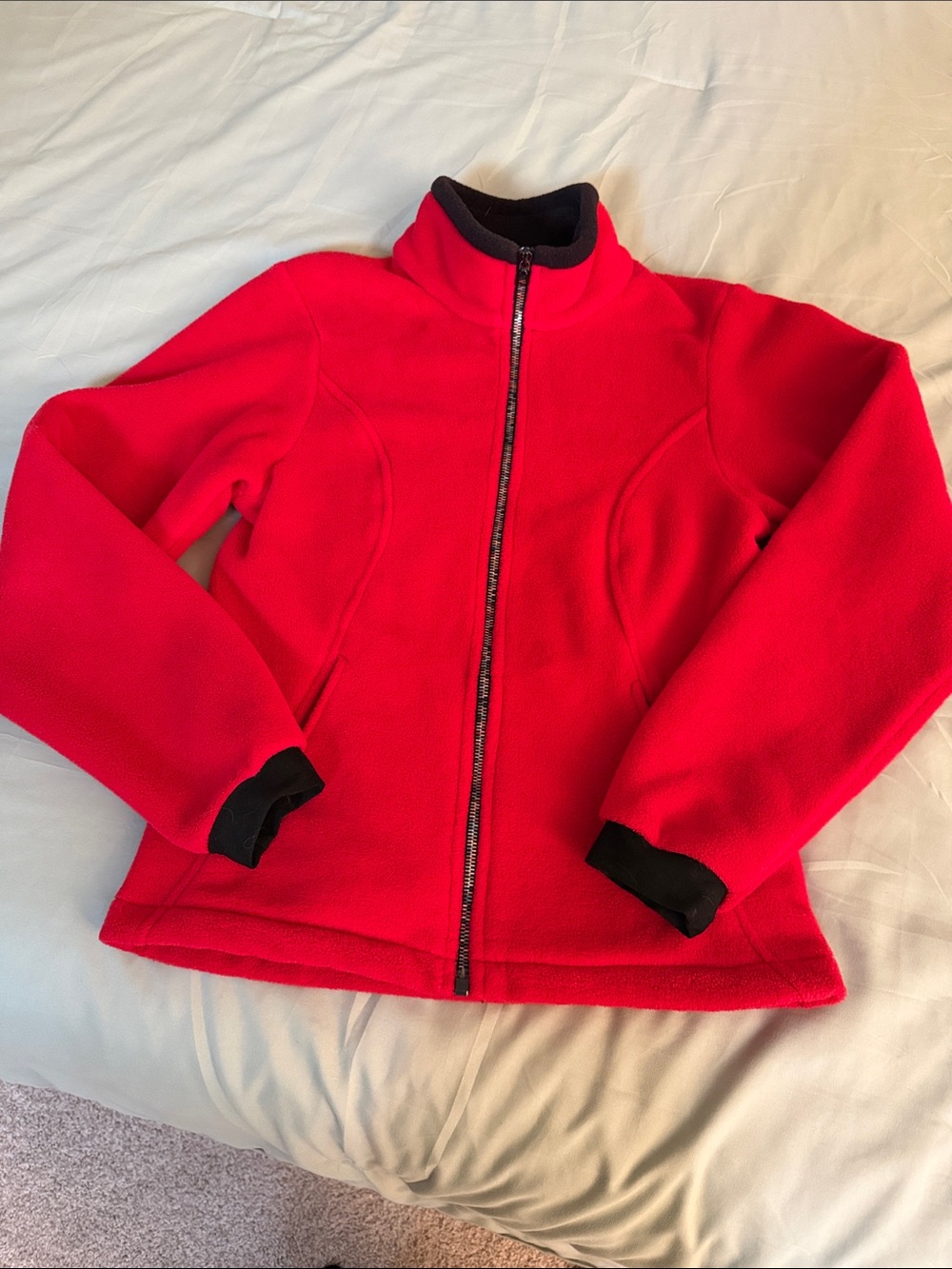Kuhl Red Full-Zip Fleece Jacket with Black Trim xs